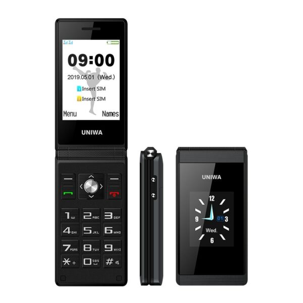 UNIWA X28 Elderly Flip Mobile Phone GSM Senior Big Push-Button Flip Phone Dual Sim FM Radio Cellphone(2G) - Image 2