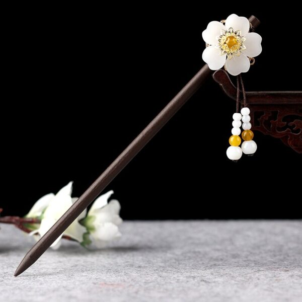 Vintage Wood Flower Hairpin For Women Antique Hair Stick For Girl Hair Pins Costume Chinese Hair Clip Hair Accessories - Image 2