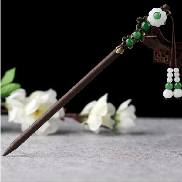 Vintage Wood Flower Hairpin For Women Antique Hair Stick For Girl Hair Pins Costume Chinese Hair Clip Hair Accessories - Image 3