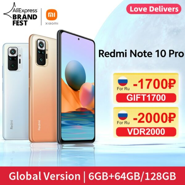 [World Premiere In Stock] Global Version Xiaomi Redmi Note 10 Pro Smartphone 108MP Camera Snapdragon 732G 120Hz AMOLED Display