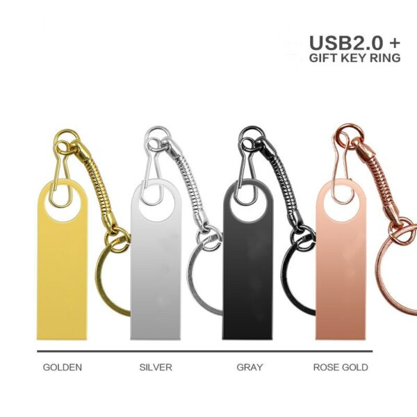 metal usb flash drive 64GB 32GB 16GB 8GB 4GB pen drive pendrive waterproof silver u disk memoria cel usb stick gift chain - Image 2