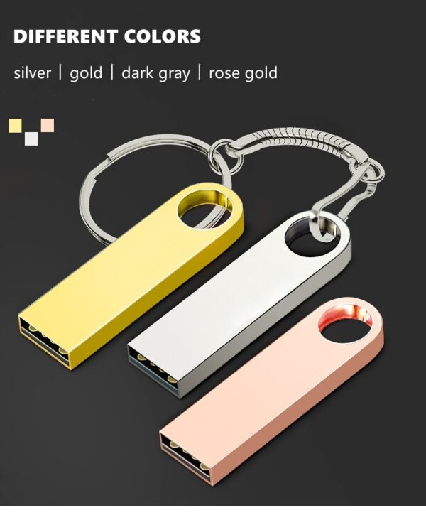 metal usb flash drive 64GB 32GB 16GB 8GB 4GB pen drive pendrive waterproof silver u disk memoria cel usb stick gift chain - Image 3