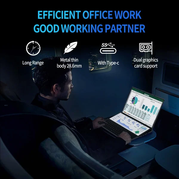 Topton Dual Screen Gaming Laptop 16 Inch Ips + 14 ''Touch Intel I9-10885H I7-10750H Max 64Gb 4Tb Slanke Notebook Gamer Pc Computer - Image 5