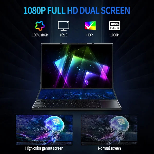 Topton Dual Screen Gaming Laptop 16 Inch Ips + 14 ''Touch Intel I9-10885H I7-10750H Max 64Gb 4Tb Slanke Notebook Gamer Pc Computer - Image 4