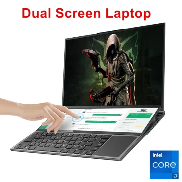 Topton Dual Screen Gaming Laptop 16 Inch Ips + 14 ''Touch Intel I9-10885H I7-10750H Max 64Gb 4Tb Slanke Notebook Gamer Pc Computer
