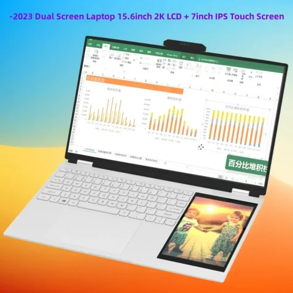 New Arrivals Dual Screen Laptop INTEL N5105 N95 16G DDR4 - 1TB SSD 15.6" IPS 2K Screen+7" Touch LCD PC Portable Notebook - Image 3