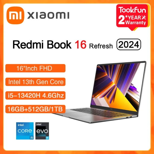 Xiaomi Laptop Redmi Boek 16 2024 Vernieuwen Ram 16Gb Ssd 512Gb Intel I5 12450H 13420H 16 "Inch Fhd Notebook Ultrabook Computer Pc