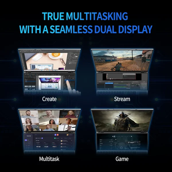 Topton Dual Screen Gaming Laptop 16 Inch Ips + 14 ''Touch Intel I9-10885H I7-10750H Max 64Gb 4Tb Slanke Notebook Gamer Pc Computer - Image 3